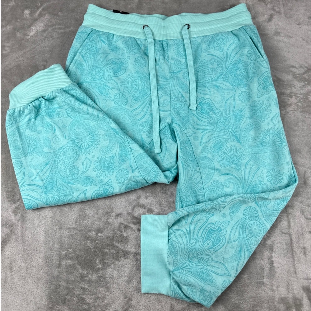 Victorious Los Angeles Mens XL Mint Green Paisley Floral Jogger Sweatpants